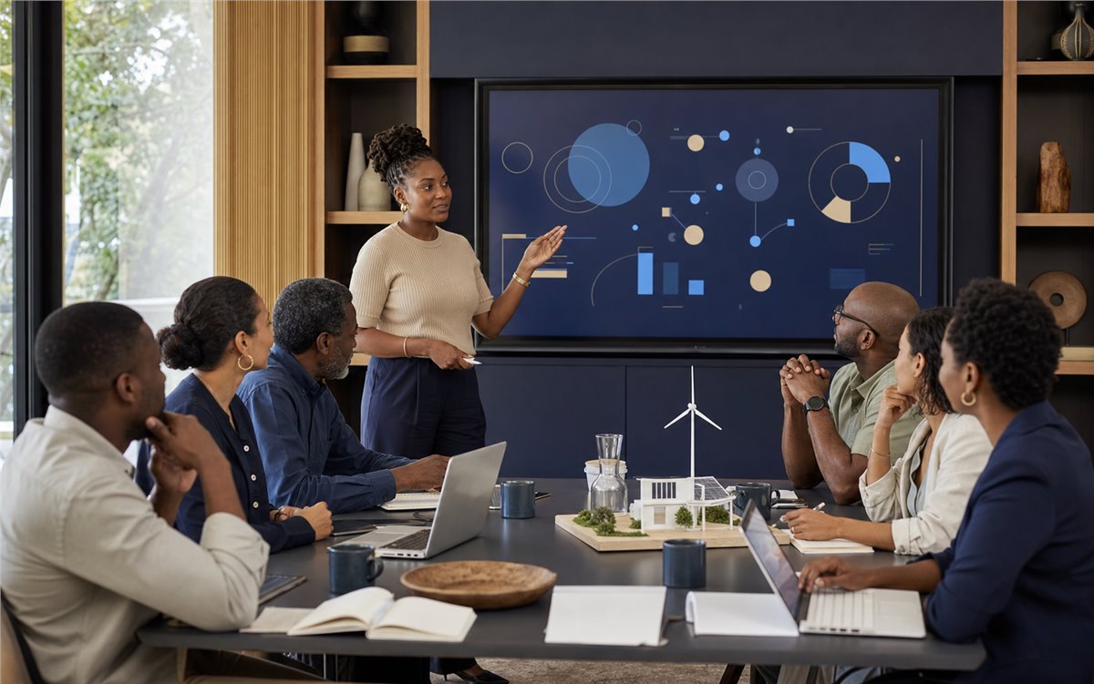 Participants à une session de formation en ligne illustrée