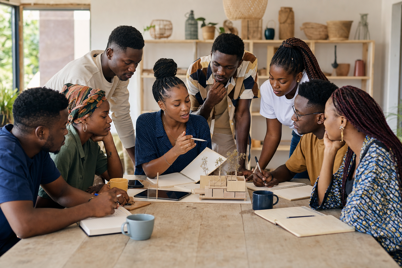 De jeunes adultes africains partagent leurs connaissances autour d’un projet